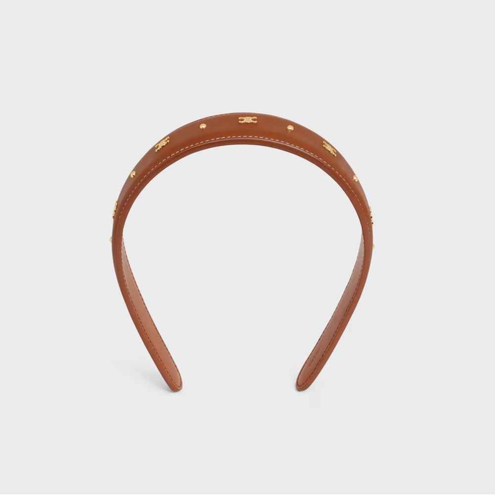 CELINE HEADBAND IN CALFSKIN AND BRASS WITH GOLD FINISH